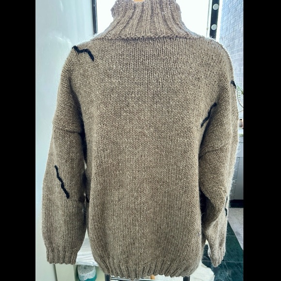 VINTAGE 1990s HANDKNIT ICELANDIC WOOL MENS SWEATER PREHISTORIC CAVE PAINTING XXL - Picture 6 of 8